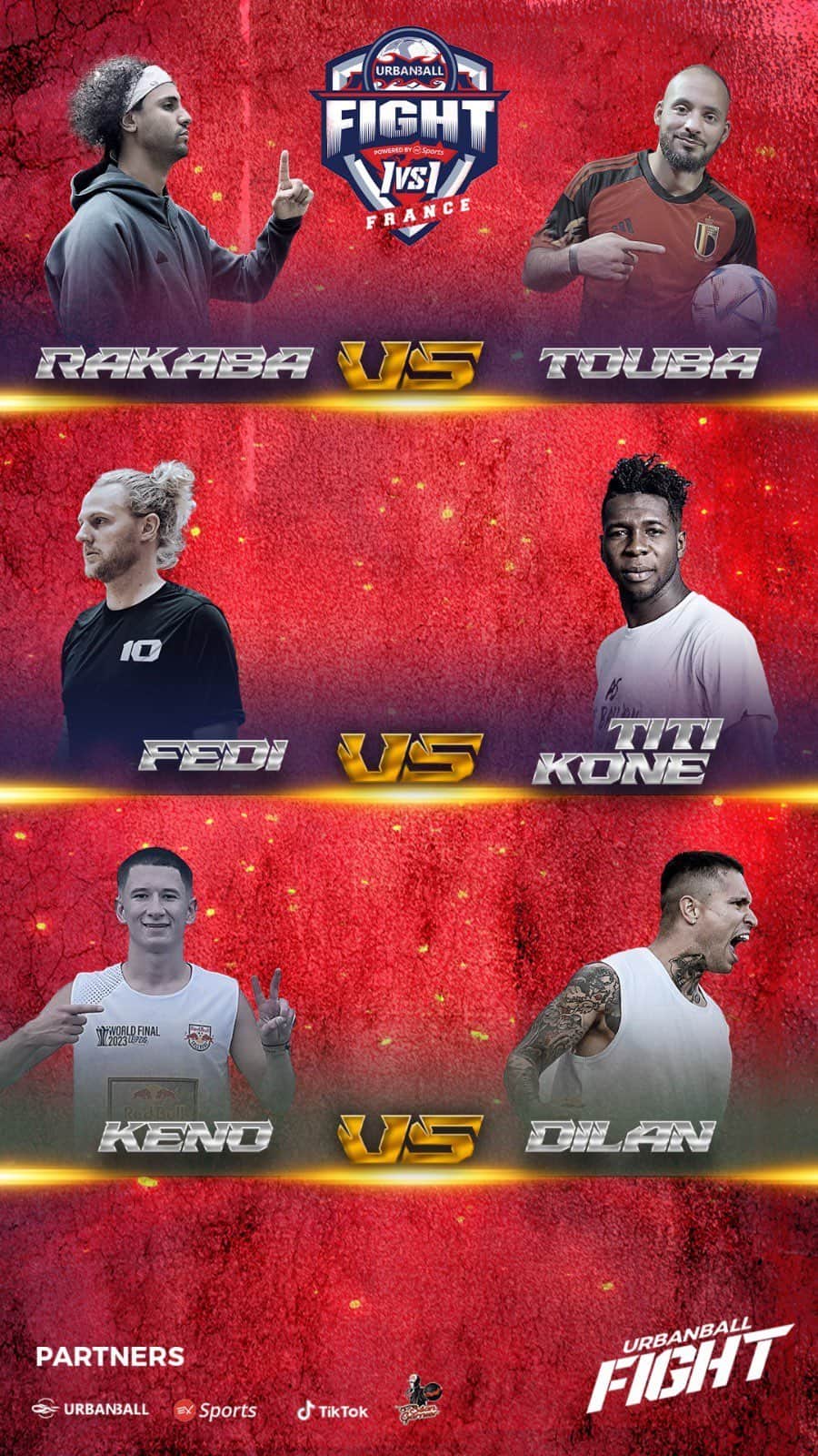 ショーン・ガルニエのインスタグラム：「TOUBA VS RAKABA🔥🔥🔥 its fight week🫡 UBF 1v1 on SEPTEMBER 3! 🇫🇷  #seangarnier #urbanball #footballl #skills #nutmeg #football」