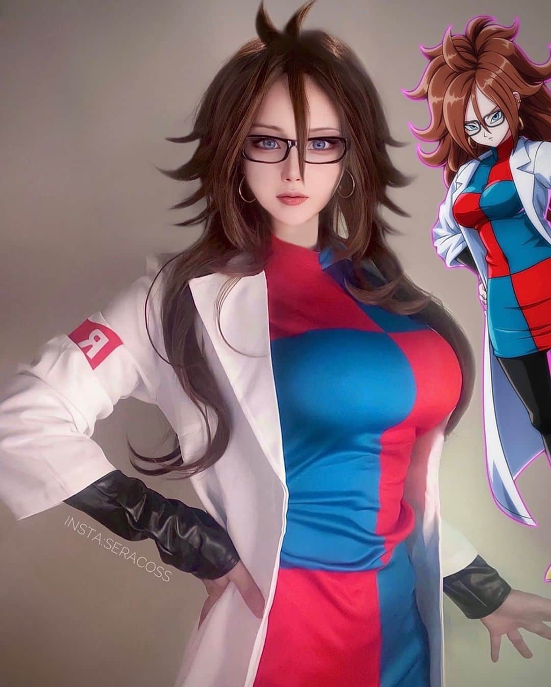 せら☆こすのインスタグラム：「my cosplay #android21  @seracoss   Thank you for providing this costume and wig💜　@nyacos.official   鳥山明先生のSANDLANDが面白かったのでまた見に行きたいな🌸 . . . . . . . . . . . . . . . . . 完成度よくない😖 #nyacos #nyacosplay  #dragonball #dragonballsuper #dragonballz #dragonballcosplay #dragonballlegends #dragonballsuperbroly #animecosplaygirl #animecosplays #animeedits #animegirl #animelover #animelife #android18 #android17 #android17cosplay #android21majin #majin #majinbu #majin21 #人造人間21号」