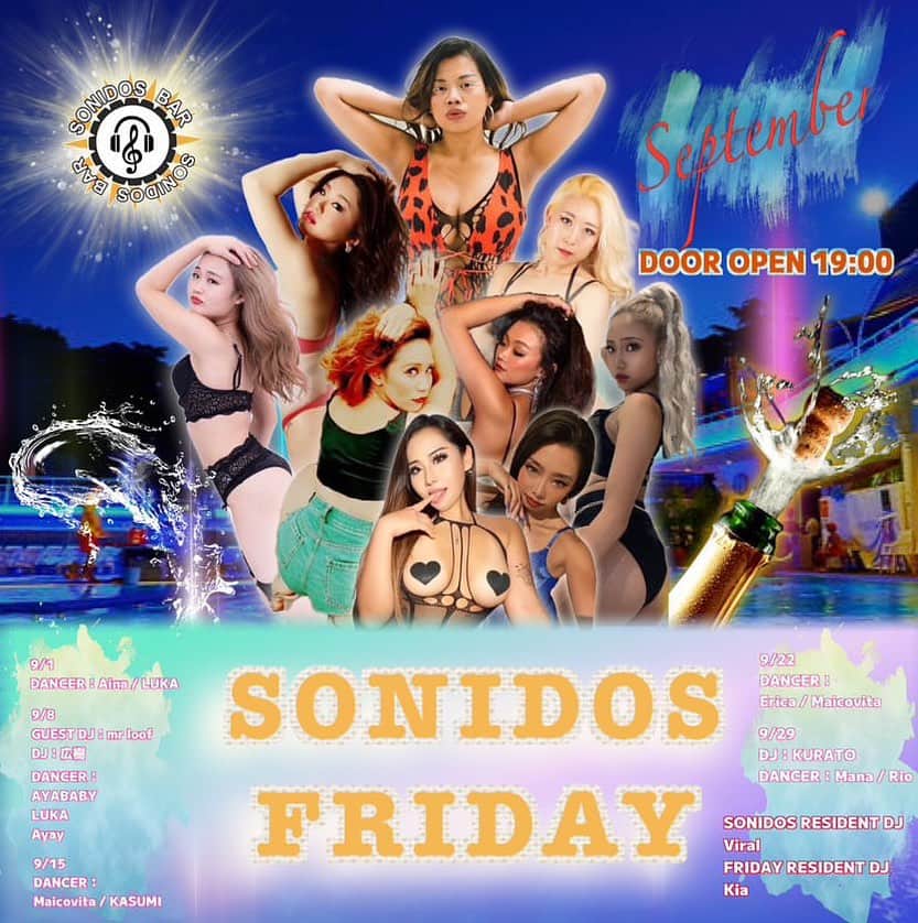 Maicovitaのインスタグラム：「9月の @sonidos_roppongi.official  金曜日のスケジュールです❤️  いつ行っても 楽しいです😍♥️  #dancer  #bar  #club」