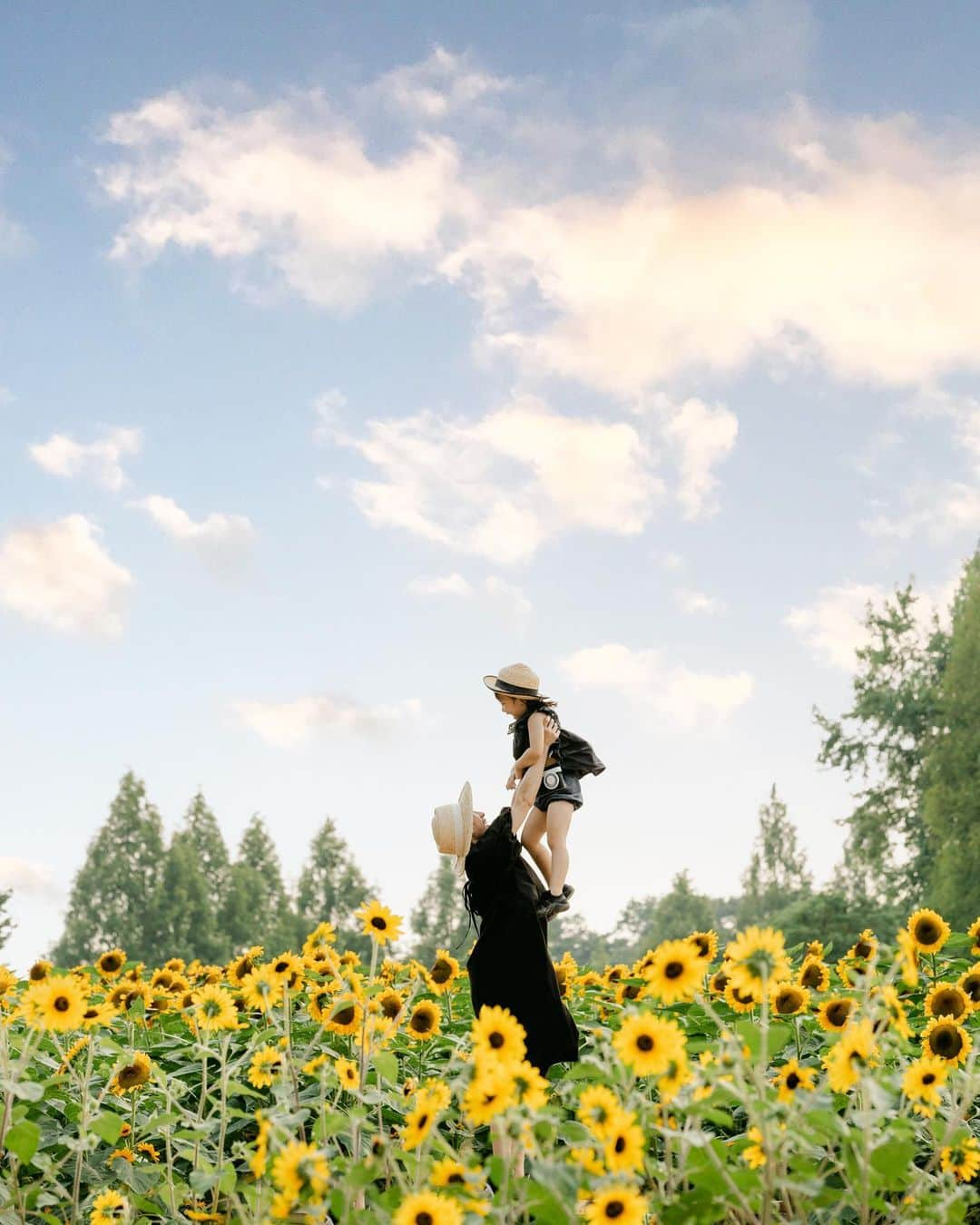 藤田可菜さんのインスタグラム写真 - (藤田可菜Instagram)「@fujikana_photo   娘、もうすぐ4歳。 身長100cmを越えて 体重も15kgくらい。  私の腕力的に 高い高いに限界がみえてきました。  来年の夏は多分難しい気がする。 (気持ちはあと10年頑張りたい笑)  できなくなる事も寂しいけれど いつか娘の中でこの記憶が なくなってしまう事がもっと寂しい。  だから私は、 形(写真や動画)に残すことに こだわり続ける。  この一枚で 将来愛情を感じてもらえるなら 何百枚と残し続けるよ。  location / #世羅高原農場 @serakogenfarm @serakogen_staff   #世羅高原農場ひまわりまつり2023  #hanahapi2023」9月1日 13時07分 - fujikana0219