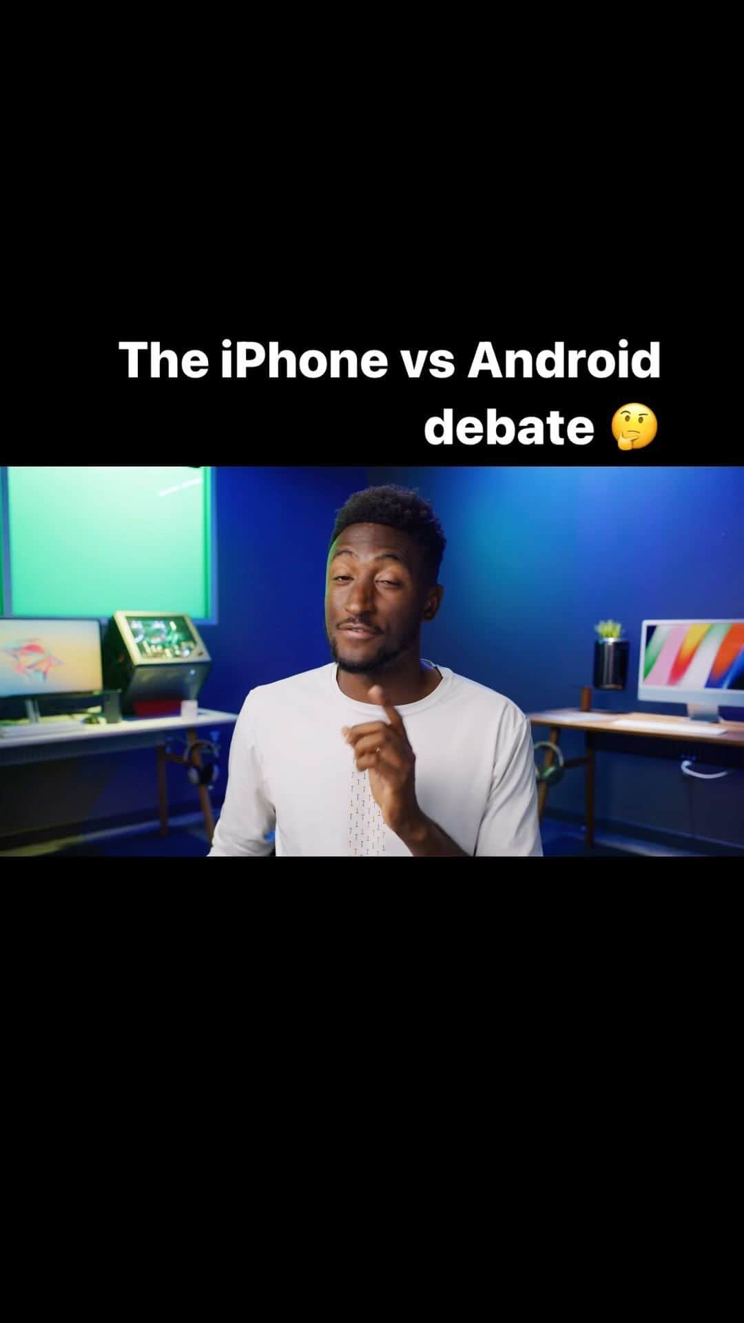 のインスタグラム：「Decided to start Techtember with violence, and just dropped a 20-minute iPhone vs Android video and pick a winner 😈 (It’s all on YouTube)」