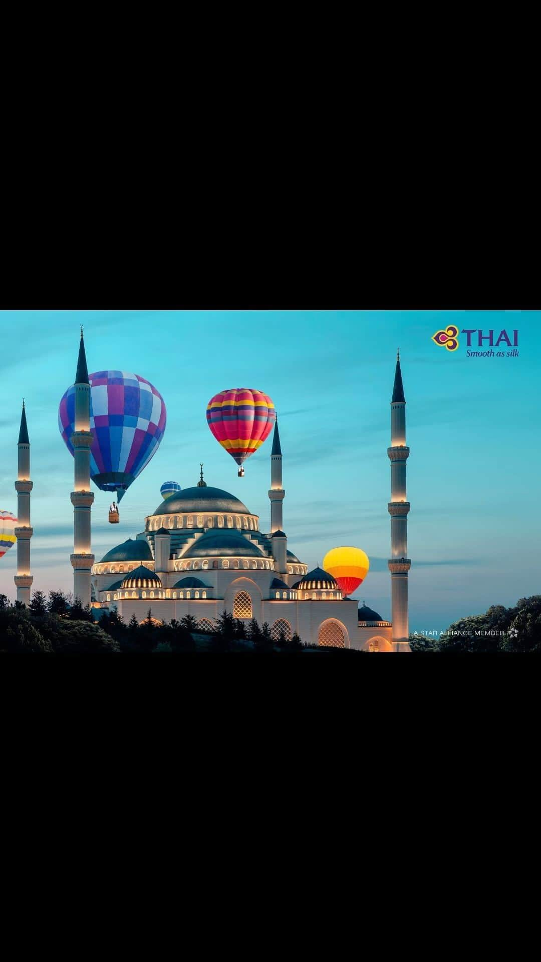 タイ航空のインスタグラム：「Ready to jet off to Istanbul? 🌆✨ Starting December 1st, 2023, Thai Airways offers daily flights to this captivating city. 🇹🇷✈️ Don’t miss out on exploring the rich Turkish culture and history. Book your seat now and let your adventure begin! 📸 Book now👉 thaiairways.com or click link our bio.   #thaiairways #smoothassilk #istanbul #turkey #tg #tg900 #tg901 #newroute #ThaiAirwaysToIstanbul #exploreistanbul #magicaljourney」