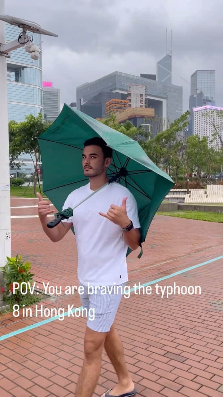 Kam Wai Suenのインスタグラム：「Riding out the storm in style at Hong Kong Fashion Week! 💨🌪️ #Typhoon8Chic #typhoon8 #T8 #typhoonseason #saola #saolatyphoon #explorehongkong #explorehk」