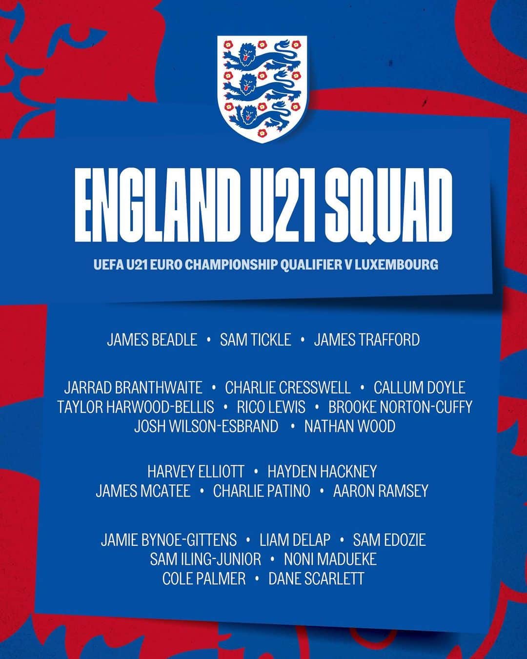 サッカー イングランド代表チームさんのインスタグラム写真 - (サッカー イングランド代表チームInstagram)「Lee Carsley’s first #YoungLions squad since their #U21EURO success in the summer! 🦁」9月1日 18時21分 - england
