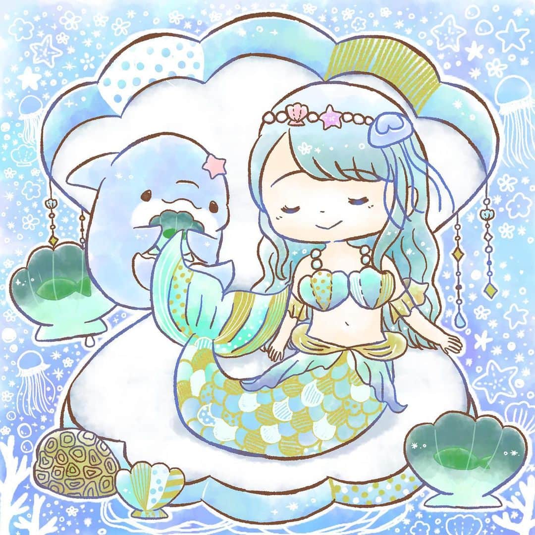 のインスタグラム：「シェルグミ可愛すぎて🥺✨🫶 モチーフでイラスト描いてみたよ😊  #4Dグミ #カンロ  #マーメイドジュエルズ」