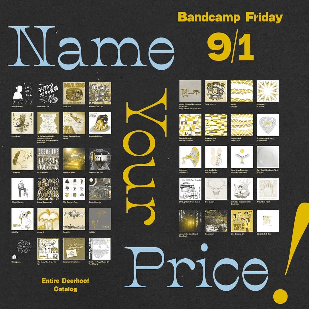 ディアフーフのインスタグラム：「Our entire catalogue is name your price on Bandcamp today」