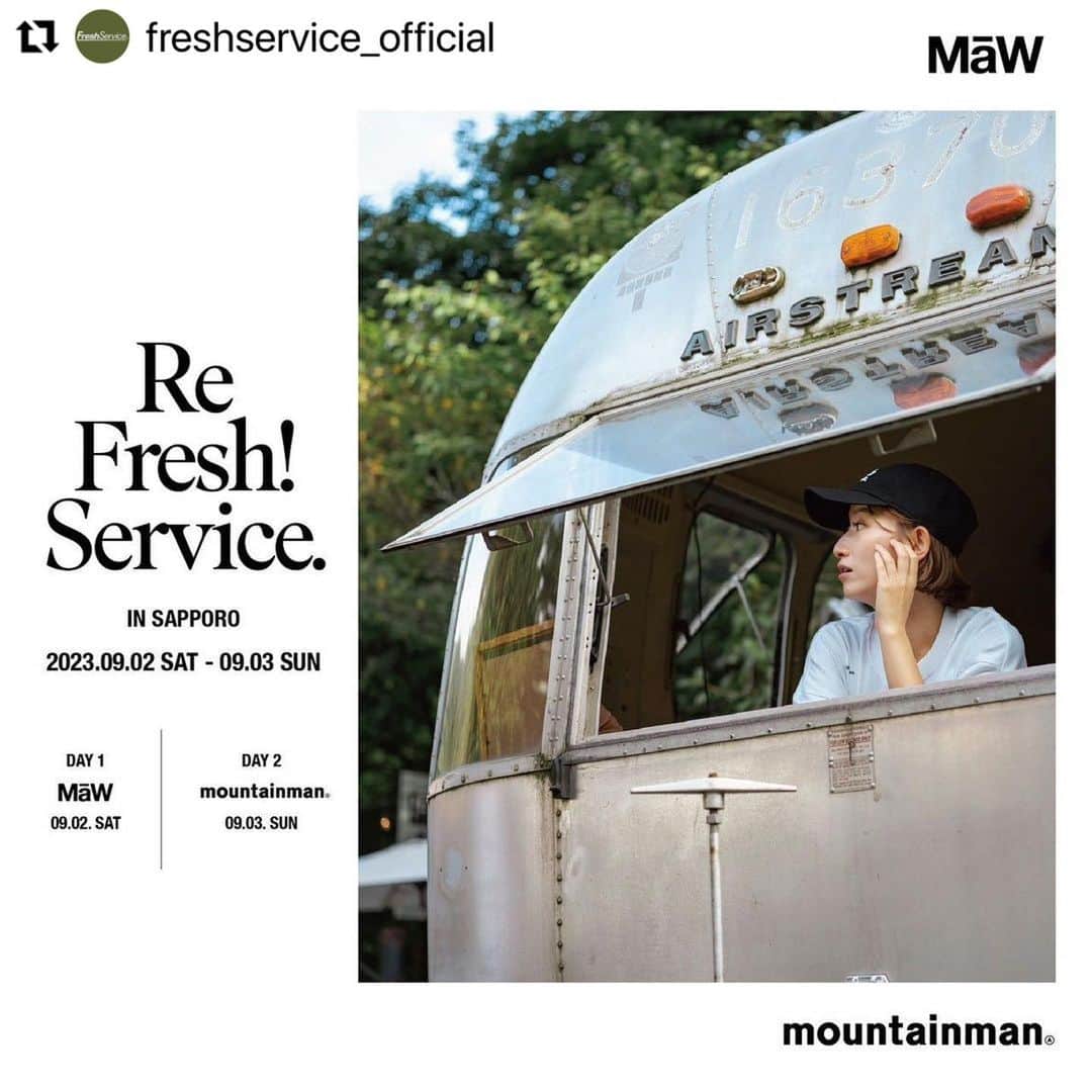 伊藤沙菜さんのインスタグラム写真 - (伊藤沙菜Instagram)「#Repost @freshservice_official with @use.repost ・・・ . Re Fresh! Service.  IN SAPPORO  2023.09.02 Sat. at @maw_sapporo  2023.09.03 Sun. at @mountainman_sapporo  FreshService（ @freshservice_official ）と北海道のセレクトショップ MaW( @maw_sapporo )、札幌市某所にて住所非公開で運営している野外レストラン mountainman( @mountainman_sapporo )の三者により、昨年の9月よりスタートしたプロジェクト 「ReFresh!Service.(リフレッシュサービス)」。  同名の冠した新たなサウナラインもローンチとなった本プロジェクトの第二弾を9月2日(土)・9月3日(日)の2daysで開催。  都会の喧騒を離れ、心身ともに”ReFresh!”することをコンセプトに、別注アイテムの販売と”ReFresh!Service”の世界観を体感できる”日常の中の非日常”を五感で体験する特別な二日間。  DAY 1 at @maw_sapporo  2023年9月2日(土) 11:00 - 19:00  ReFresh!Service.のプロダクトの販売に加え、本イベントの為に製作された別注アイテムを発売。 *MaW店頭・ INS ONLINE STORE 同時発売  DAY 2 at @mountainman_sapporo 2023年9月3日(日) 第一部　アウトドア サウナ体験　13:00-16:00 第二部　ディナー BBQ　16:30-20:30 * INS ONLINE STOREで販売中のチケットをお持ちの方のみご入場可能。  【 DAY2 チケット 】 BBQ 大人 / ¥5.500(in tax) BBQ 大人(駐車券付) / ¥5.500(in tax) BBQ 子供 / ¥2.750 *6歳から12歳未満のお客様専用  アウトドア サウナ体験 / ¥5.500(in tax) アウトドア サウナ体験(駐車券付) / ¥5.500(in tax) *チケット購入は @maw_sapporo のプロフィールよりお進みください。  皆様のご来場を、心よりお待ち申し上げております。  Model @37room_official Photography @r1lv  #FreshService #フレッシュサービス #ReFreshService #mawsapporo #mountainman_sp」9月1日 20時41分 - 37room_official