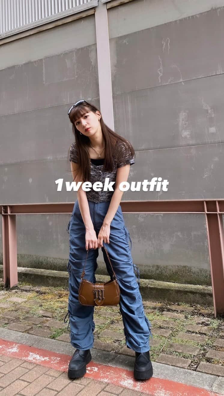 kikumi0823のインスタグラム：「1週間コーデ🌻🛼 前にも載せたコーデやけど歩いてくるバージョンも作ってて、ずーっと下書きだったから載せちゃう🫣⭐︎」