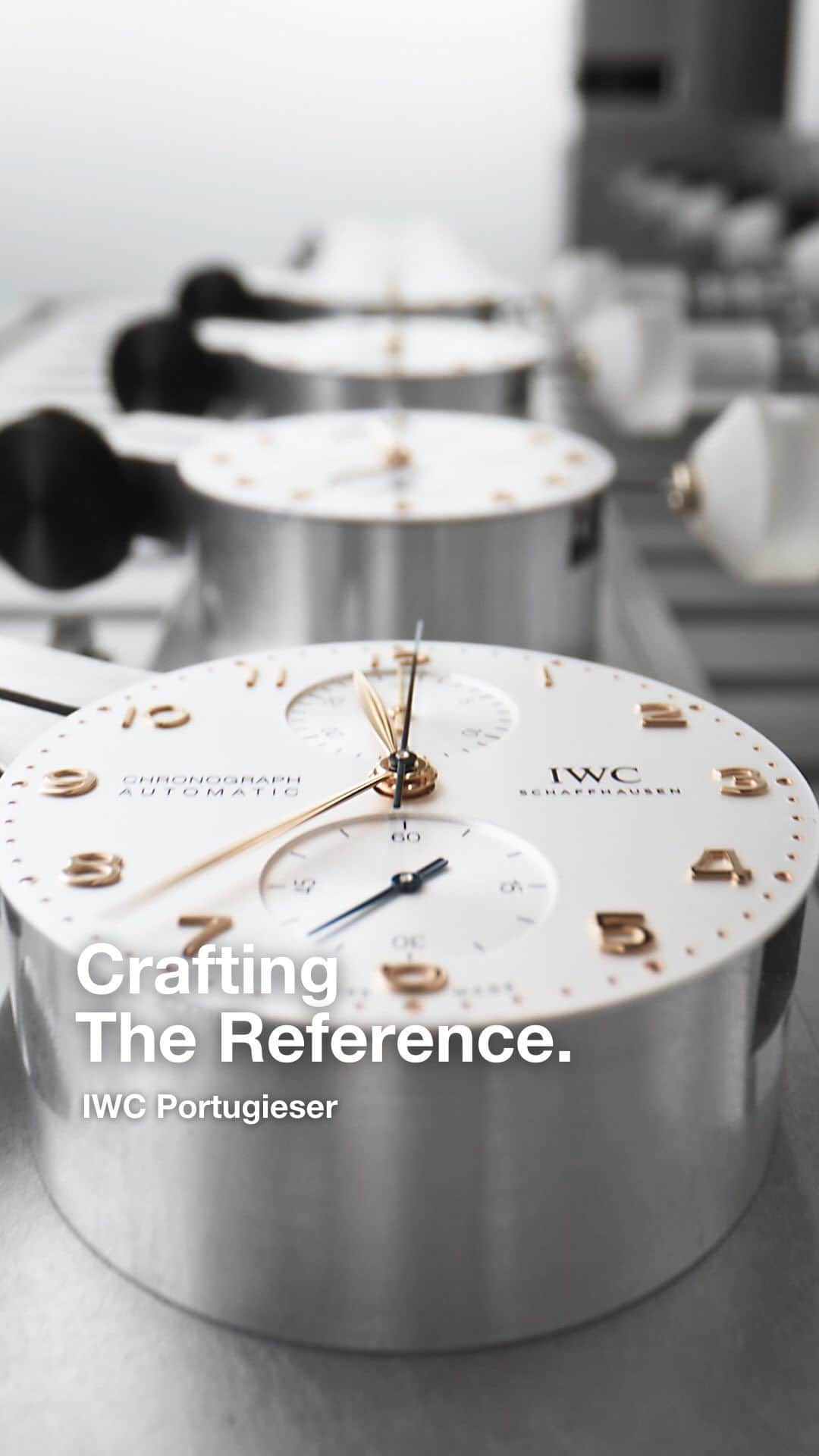 IWCのインスタグラム：「Crafting The Reference.  Our heritage is deeply rooted in professional watches typified by their robustness and high precision technology from IWC’s Manufakturzentrum in Schaffhausen. Our chronographs are all powered by movements from the IWC-manufactured 69000 calibre family, offering the ultimate in performance, precision and durability.  #TheReference | #IWCwatches」