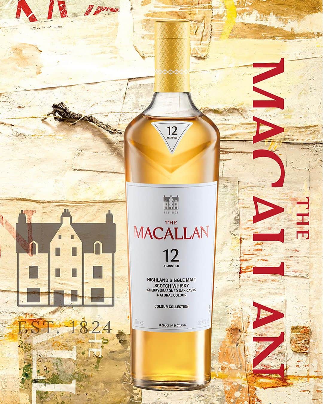 The Macallanのインスタグラム：「David Carson found inspiration in the spectrum of natural colours imbued by The Macallan’s exceptional sherry seasoned oak casks and the journey each undertakes from Jerez de la Frontera, Spain to The Macallan Distillery in Scotland, where it is filled with The Macallan's signature rich and fruity new make spirit.   A sensorial journey awaits with The Macallan Colour Collection, exclusively available from The Macallan Global Boutiques, in key airports and selected duty free locations around the world from September 2023.  Crafted without compromise. Please savour The Macallan responsibly.  #TheMacallan #ColourCollection #DavidCarson」