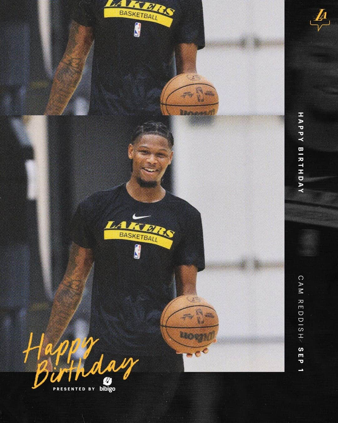 Los Angeles Lakersさんのインスタグラム写真 - (Los Angeles LakersInstagram)「Happy Purple & Gold Birthday, Cam ⚡️  @bibigousa x #LakeShow」9月1日 23時31分 - lakers