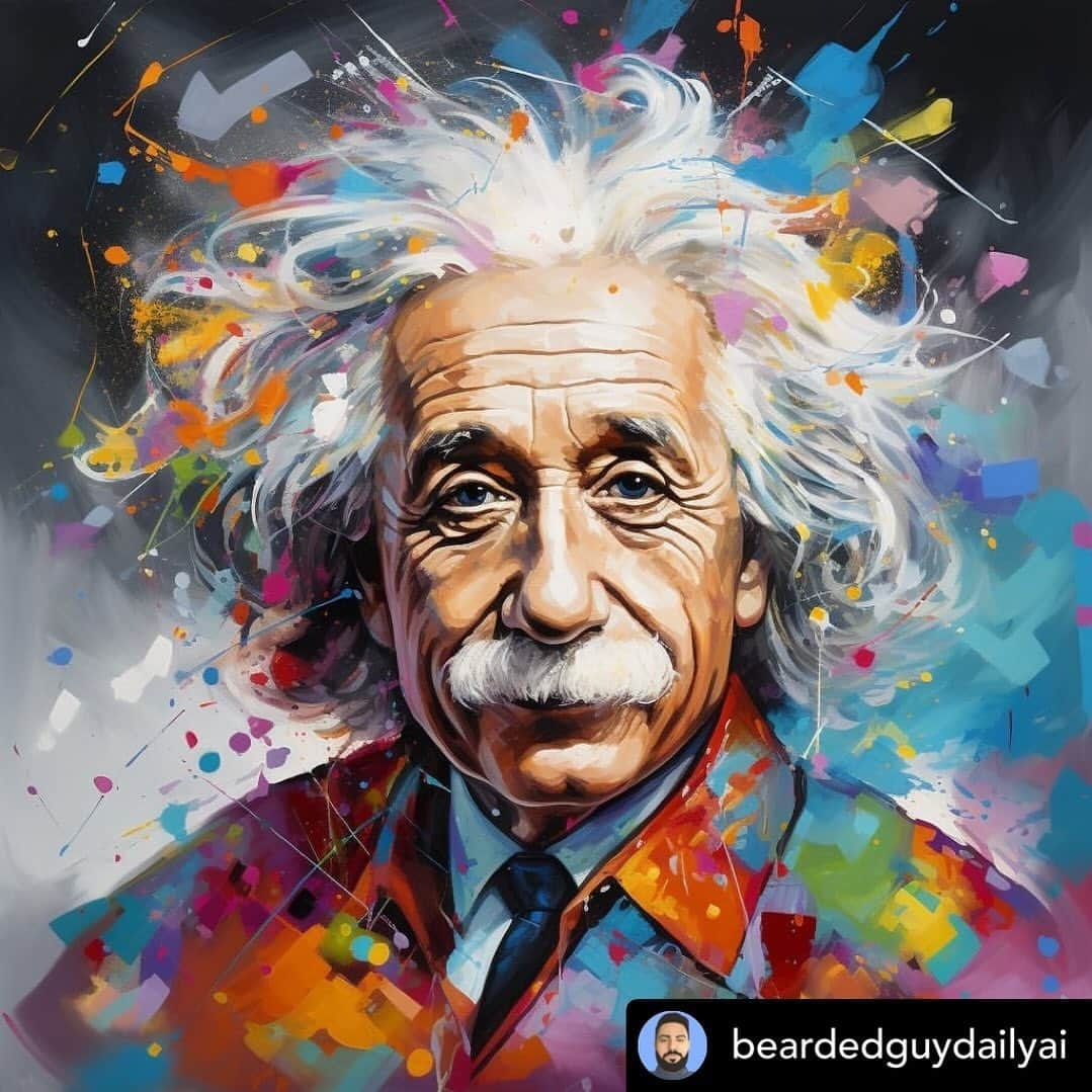 アルベルト・アインシュタインのインスタグラム：「Fan art Friday! Tag @alberteinstein and your art may be chosen next week! Posted @withregram • @beardedguydailyai #aiart #alberteinstein  #instagram  #art」