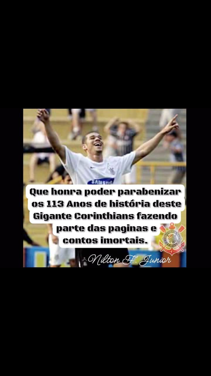 ニウトン・フェヘイラ・ジュニオールのインスタグラム：「“Ser corinthiano é ir além De ser ou não ser o primeiro. Ser corinthiano é ser também Um pouco mais brasileiro”  #toquinho  #113anosdecorinthians #niltonglicerina #gratidaoeterna #corinthians」