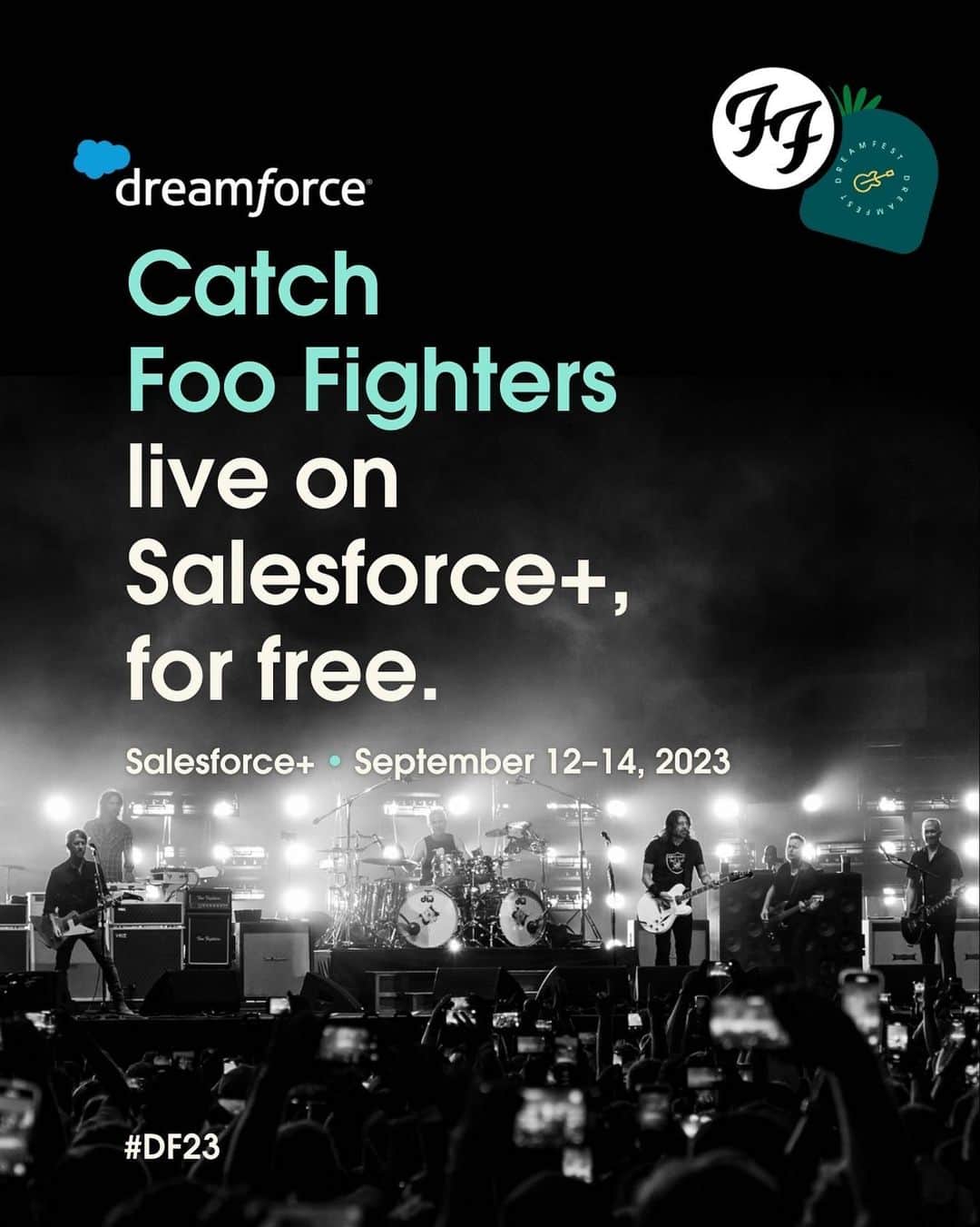 Salesforce のインスタグラム：「🥁 Get ready to rock for a good cause, Trailblazers. @FooFighters are coming to #DF23 – and it's streaming free on Salesforce+! Tune in and support UCSF Benioff Children’s Hospitals at the link in bio.」