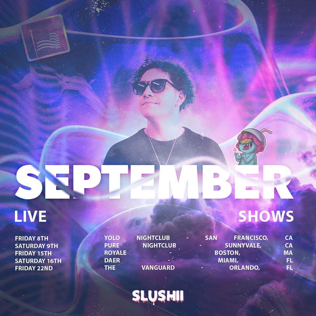 スラッシーのインスタグラム：「Who’s coming to see me in September? 🇺🇸🩵  Link in bio for tickets! 🎟️」