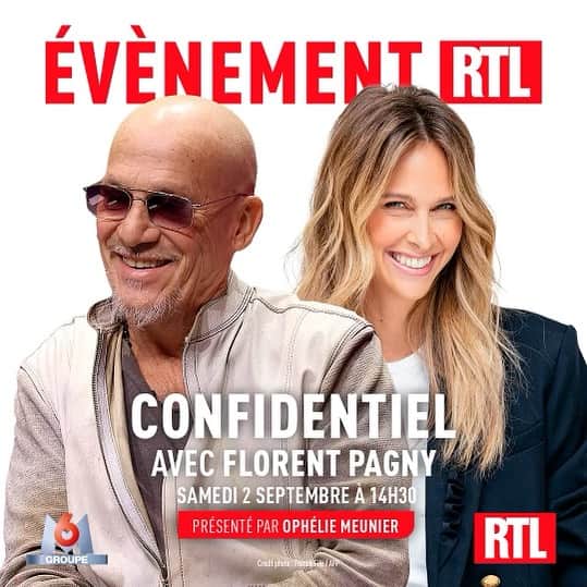 オフェーリ・ムニエのインスタグラム：「Son histoire d’amour avec le public a commencé il y a 35 ans… depuis il a vendu 15 millions d’albums. Il a tout vécu, d’immenses succès, les larmes, le grand amour, un cancer qu’il combat toujours. Demain, Florent Pagny est mon invité dans Confidentiel, et il se livre comme jamais. Rdv à 14h30 sur RTL 🎙️ @rtl_france #Confidentiel #florentpagny」