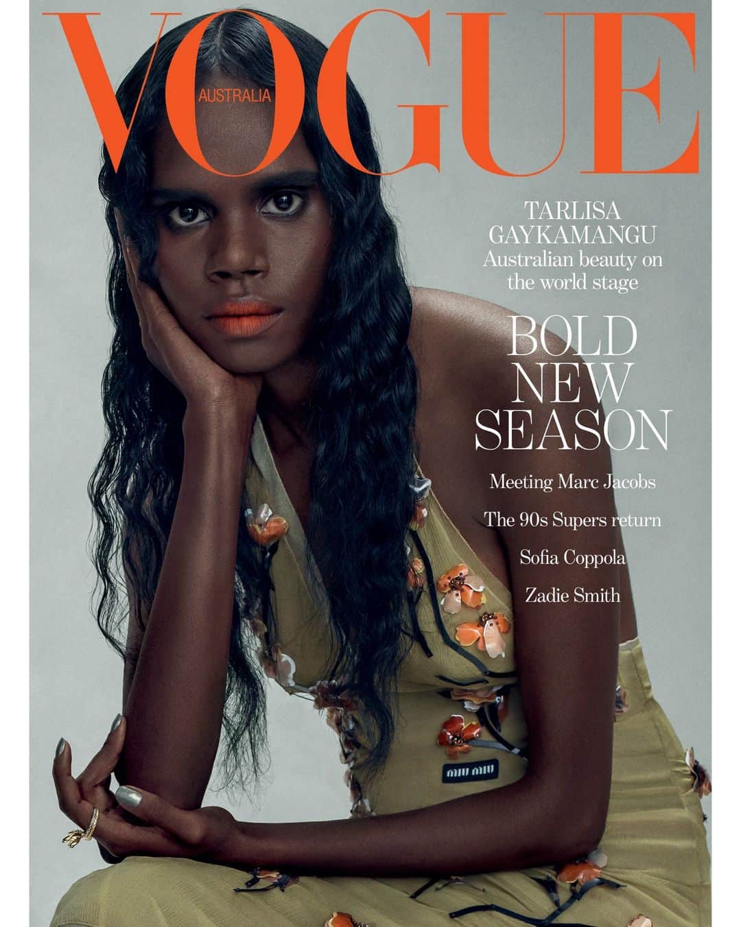 Vogue Australiaさんのインスタグラム写真 - (Vogue AustraliaInstagram)「Yolngu woman and model, @tarlisa_gaykamangu, covers Vogue's September issue. Gaykamangu is on the cusp of something magic, after being plucked from her hometown, 500 kilometres from Darwin in East Arnhem Land, to walk for #BottegaVeneta in Milan last year, the model's breakout story signals a momentous shift. For the cover story, @alicebirrell's conversation between Gaykamangu and her aunty, swimwear designer Liandra Gaykamangu, touches on everything from that Bottega moment ("It all happened very quickly") to how her family has supported her from the start, where to next, and what this means for young girls in Tarlisa's own community. Read the full story in the link in bio, or pick up your own issue of Vogue's September issue, on stands Monday.   Tarlisa wears @miumiu and @cartier. Styled by @pettachua, story by @alicebirrell, photography by @robbiefimmano, makeup by @stoj_makeupartist, hair by @darenborthwick, nails by @cindyvellisnailstylist, set design by @mariskalowri, talent direction by @rikki_keene, production by @charlottemelissarose.」9月2日 7時00分 - vogueaustralia