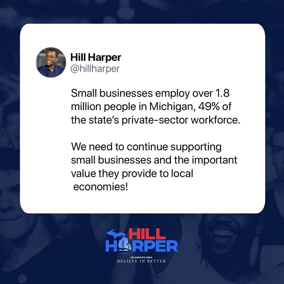 ヒル・ハーパーさんのインスタグラム写真 - (ヒル・ハーパーInstagram)「Small businesses are ESSENTIAL to Michigan’s economy – we must continue to support them!」9月2日 7時24分 - hillharper
