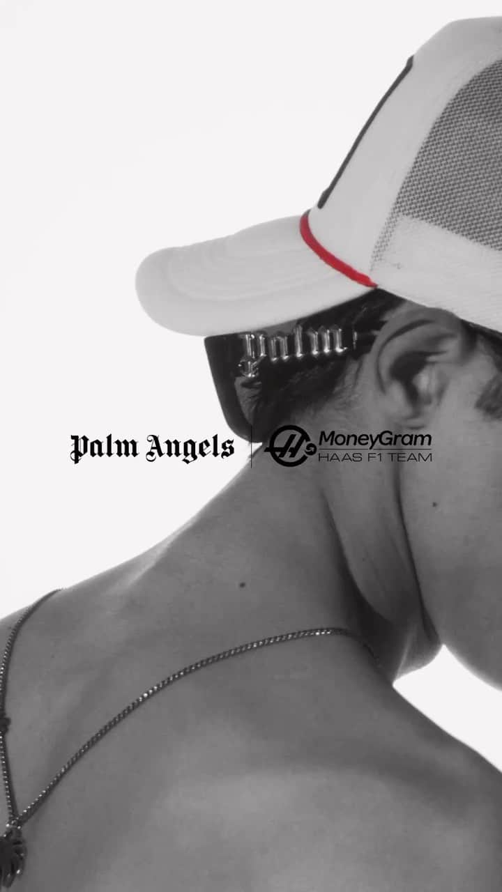 パーム・エンジェルスのインスタグラム：「Symbol of identity, intersection of performance, sun shield and solid personality.  Now Available Palm Angels Racing and Palm Angels x MoneyGram Haas F1 Team Collections Drop 2 at palmangels.com  @haasf1team」