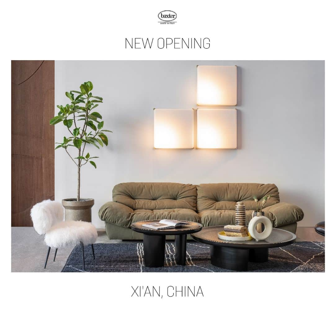 Baxterのインスタグラム：「NEW OPENING ❗ Baxter presents its new showroom in Xi'an city, in collab. with Song Casa. An elegant space where discover exclusive Baxter pieces.   #baxtermadeinitaly #leather #design #interior #interiordesign #luxury #madeinitaly #baxternewopening #showroom #xian #china」