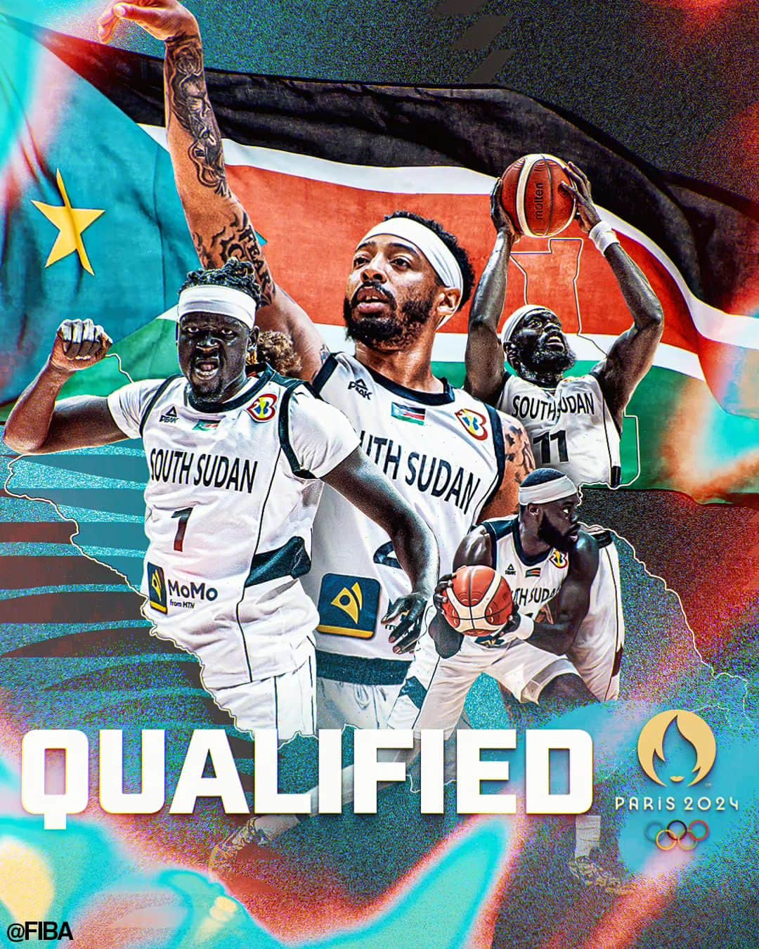 ルオル・デンのインスタグラム：「Another chapter of history is written by the Bright Stars as South Sudan clinch Olympic basketball qualification for the very first time at the @FIBAWC 🌟  See you in Paris @ssbfed!   #FIBAWC x #WinForSouthSudan 🇸🇸」