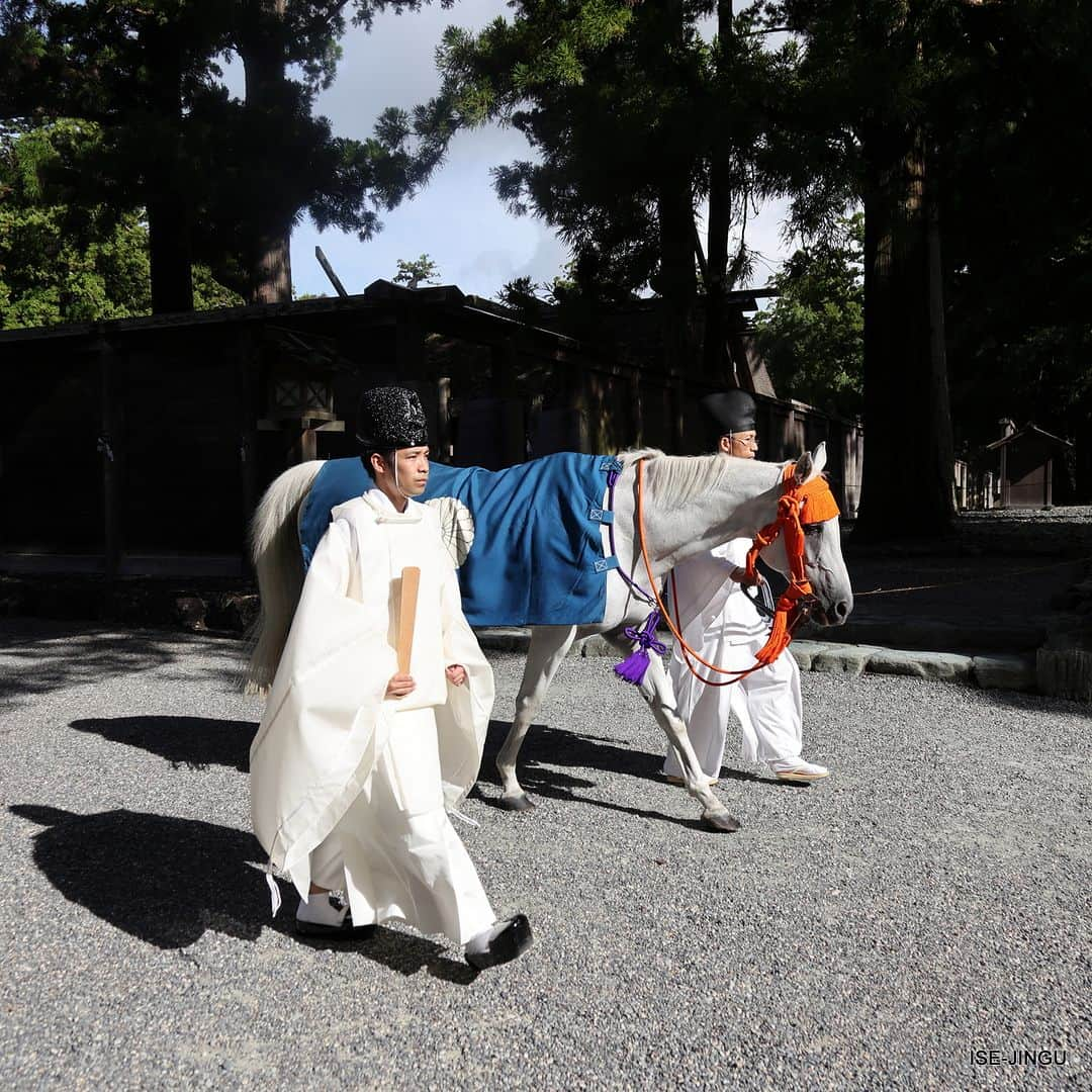 伊勢神宮のインスタグラム：「#伊勢神宮 #神宮 #神社 #心のふるさと #外宮 #正宮 #神馬牽参 #神馬 #笑智号 #isejingu #jingu #soul_of_japan #japan #jinja #shinto #geku #sacredhorse #horse」