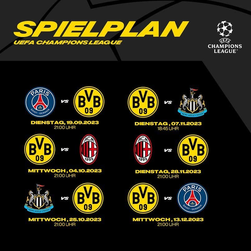 ボルシア・ドルトムントさんのインスタグラム写真 - (ボルシア・ドルトムントInstagram)「📅 Der Spielplan für die #UCL-Gruppenphase!」9月2日 17時11分 - bvb09