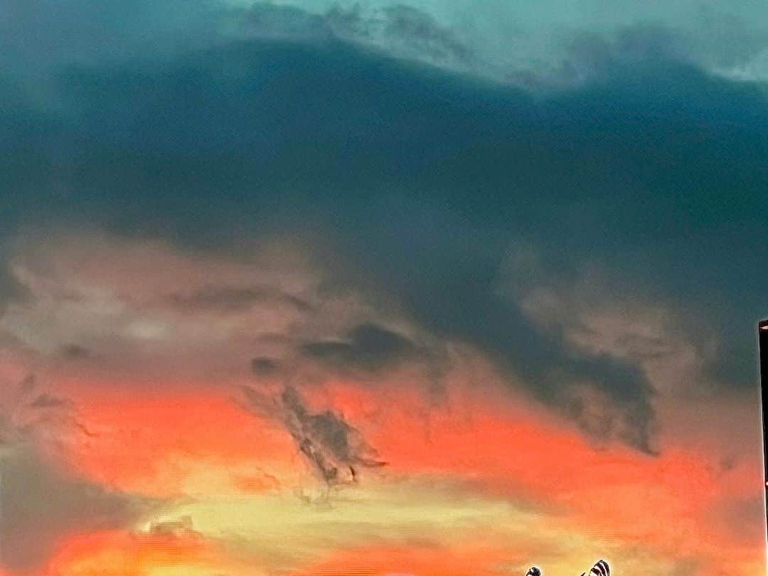 竹井亮介のインスタグラム：「2023年9月2日。 午後6時半頃、西の空。 #夕焼け  #空」