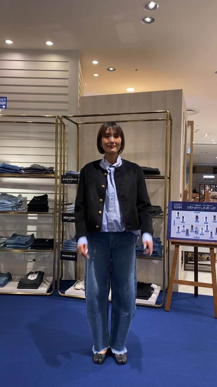 坪田あさみのインスタグラム：「博多阪急サニーアンドボーダー LOVE!!DENIMイベントにお招きいただきました☺️ @hankyu_hakata_sunnyborder  明日9/3(日)も14〜17時まで店頭におります。 大人のおしゃれについておしゃべりしにいらしてくださいね💛」