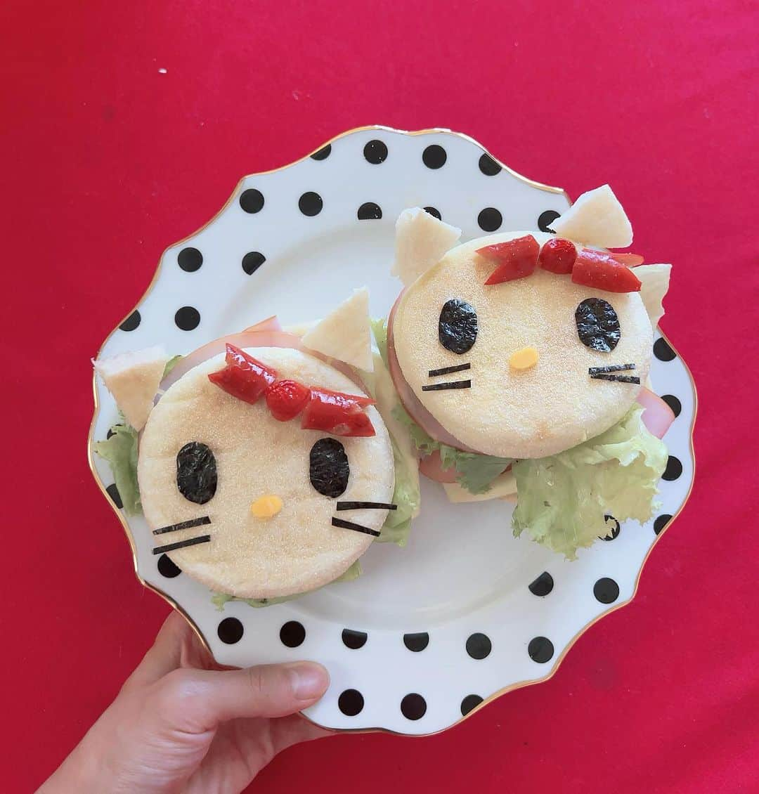 倉岡生夏さんのインスタグラム写真 - (倉岡生夏Instagram)「🐱♡ ・ ・ 休日モーニング🍞午前から習い事だったのでキティサンド♡ しかし9月なのに暑いですね💦 今月もよろしくお願い❣️ ・ ・ 明日はイベントなので仕込みします✌️ ・ ・ ・ ・ #朝ごはん #モーニング #キティーちゃん #キティ #キティちゃん弁当 #キャラパン #キャラ弁#キャラ弁当 #キャラ弁3150 #キャラフード #キティちゃん #可愛いお弁当作りたい部 #子供ごはん #おうちカフェ #おうちカフェごはん #おうちごはんlover #kittycat #kittylove」9月2日 21時07分 - kinatty.land