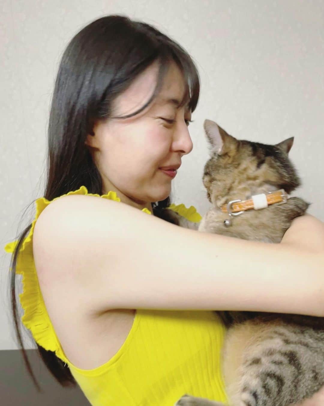 新倉瞳のインスタグラム：「Tadaima!  チューリッヒ→ミュンヘン→羽田のルートで無事に帰国しましただいにゃ〜！！  今回も「んー、私には分からないから〇〇に聞いて🤷🏻‍♀️」系たらい回しには見舞われドキドキはしましたが、ロストバゲージもせずスムーズ。嬉  気まぐれで勝手な人間に抱かれてくれるつむぎ師匠。 いつもありがとう💛」
