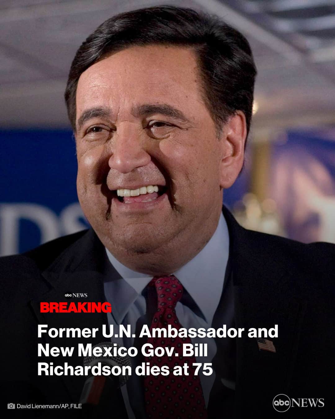 ABC Newsのインスタグラム：「BREAKING: Former U.N. Ambassador and New Mexico Gov. Bill Richardson has died. He was 75.  More at LINK IN BIO.」