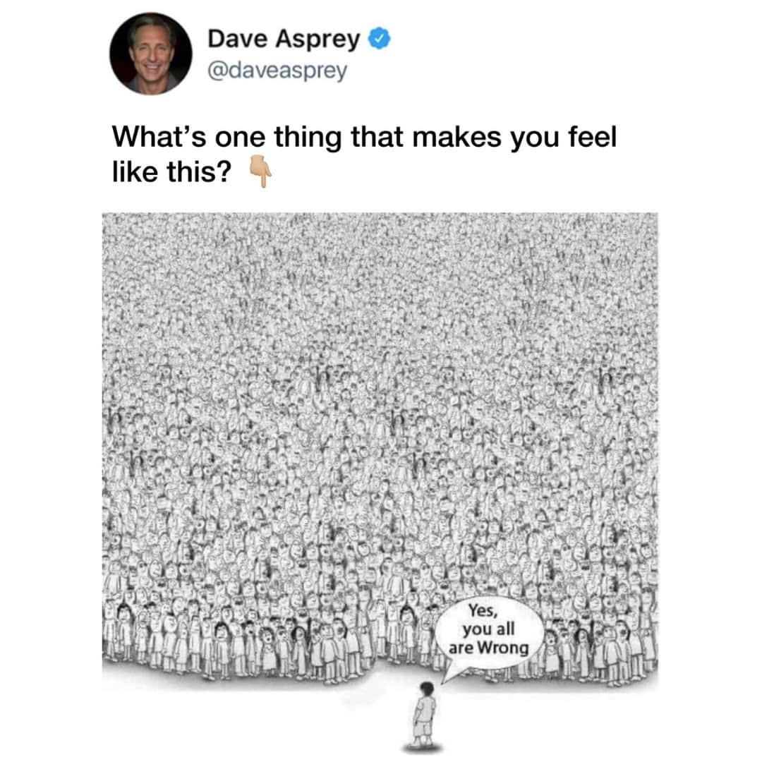デイヴ・アスプリーのインスタグラム：「Despite resistance, you have to stand true to your beliefs. Tell me something that makes you feel opposed to the masses. #daveasprey #biohacking」