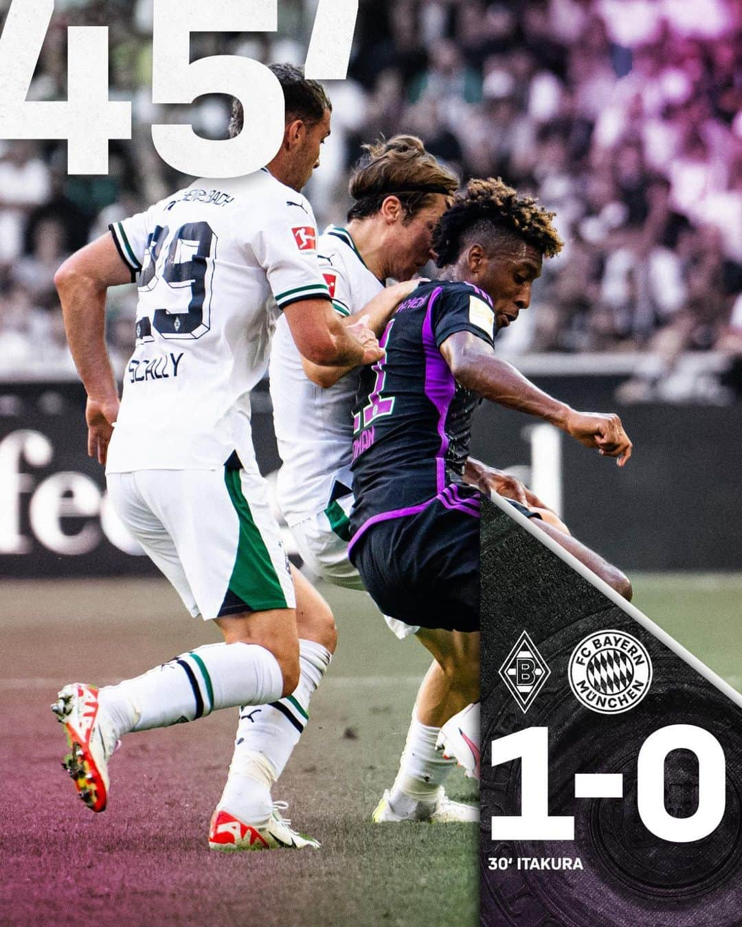 バイエルン・ミュンヘンさんのインスタグラム写真 - (バイエルン・ミュンヘンInstagram)「Behind at the break. ⏸️  🟣 #BMGFCB | 1-0 | 45’」9月3日 2時24分 - fcbayern