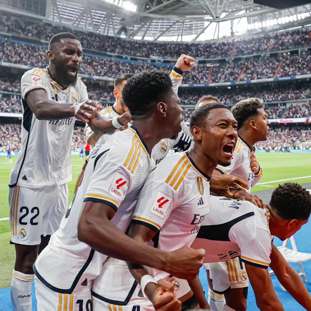 のインスタグラム：「New stadium, same vibe - we will always fight till the end 👊🏾🔥💥 ¡Hala Madrid! #Hustle #AlwaysBelieve」