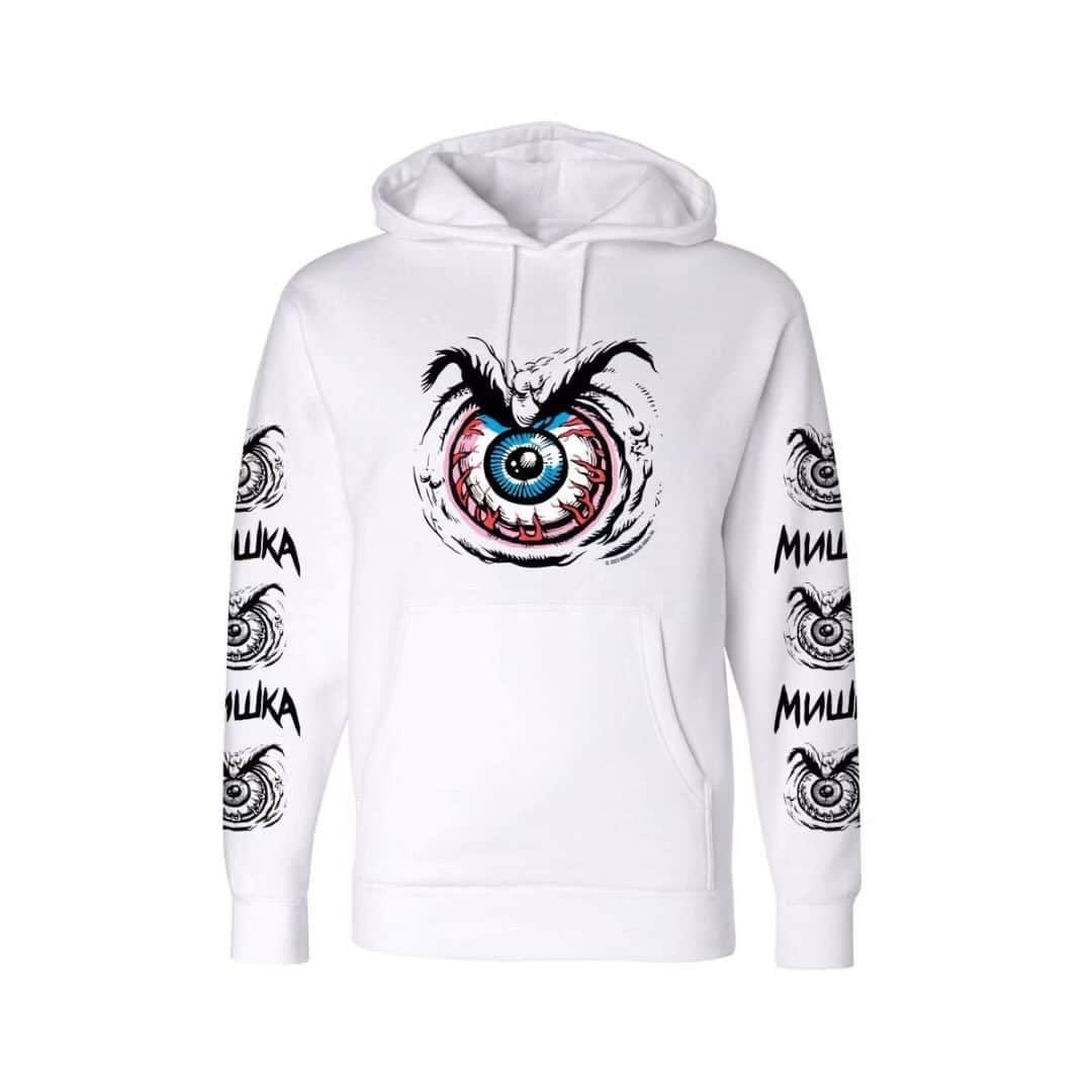 ミシカのインスタグラム：「New AW23 graphic tees & hoodies now available in our online shop! Link in bio🧠 #mishka #wearyourweird 😜」