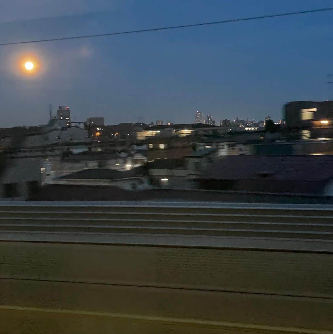 橋本志穂さんのインスタグラム写真 - (橋本志穂Instagram)「千葉県の鎌ヶ谷へー。 ゴルフで行く時は近く感じるのに、、、 電車乗り継ぎ〜 遠かったぁー。 プチ旅行ですっ  途中の駅のホームで湯峰さんと待ち合わせをし、 電車の窓から 美しい月を見て、、 旅気分がますます盛り上がる。  そして、新鎌ヶ谷駅前のホールで 宮野下シリュウさんの マリンバのコンサートを楽しみました。 テーマは「オトタビ」 世界の名曲を まるで旅をしているかのような選曲で聴かせていただくのです。 ホールについてからも　 旅気分です😚  トークが上手で、 構成も絶妙で 演奏は言うまでもなく 素晴らしい。 シリュウさんは 演奏している時に 本当に楽しそうで、 聴くマリンバ 見るマリンバ どちらもワクワクさせてくれます。  シリュウさんのコンサートに欠かせない存在のピアニスト いっくんこと伊藤辰哉さんもまた、身体中が🎵に見えるほど 音が好きなんだーって 表現力が凄すぎる〜🥰 歌も素敵でした。  アンコールは 涙が出そうなくらい美しい Time to say goodbyeでした。  もっともっと聞きたい❣️と思うところで オトタビは終了。。  そして、、 東京への本当の旅がまた始まる‼️ 帰りは湯峰さんが最初から一緒なので心配なし〜 と思ってたけど、 2人とも電車のホーム間違って 乗らねばならない東京行きが反対のホームに到着してるのを見て、 慌てて走って階段降りて登って、、、  ギリギリセーフ‼️  都心みたいに数分に1本〜なんてもんじゃないので、 一つ乗り遅れたらたーいへん💦💦  なんとか間に合って、 向かい合わせの席に座って 益々たびきを盛り上げながら帰りました〜。  新鎌ヶ谷の駅で見た月も綺麗だったなー  #マリンバ #コンサート #鎌ヶ谷」9月3日 3時43分 - shihohashimoto3
