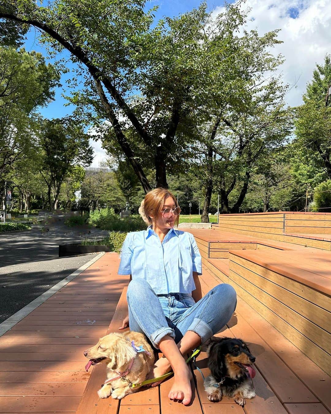 秋山かほのインスタグラム：「🧺ピクニック日向ぼっこ」