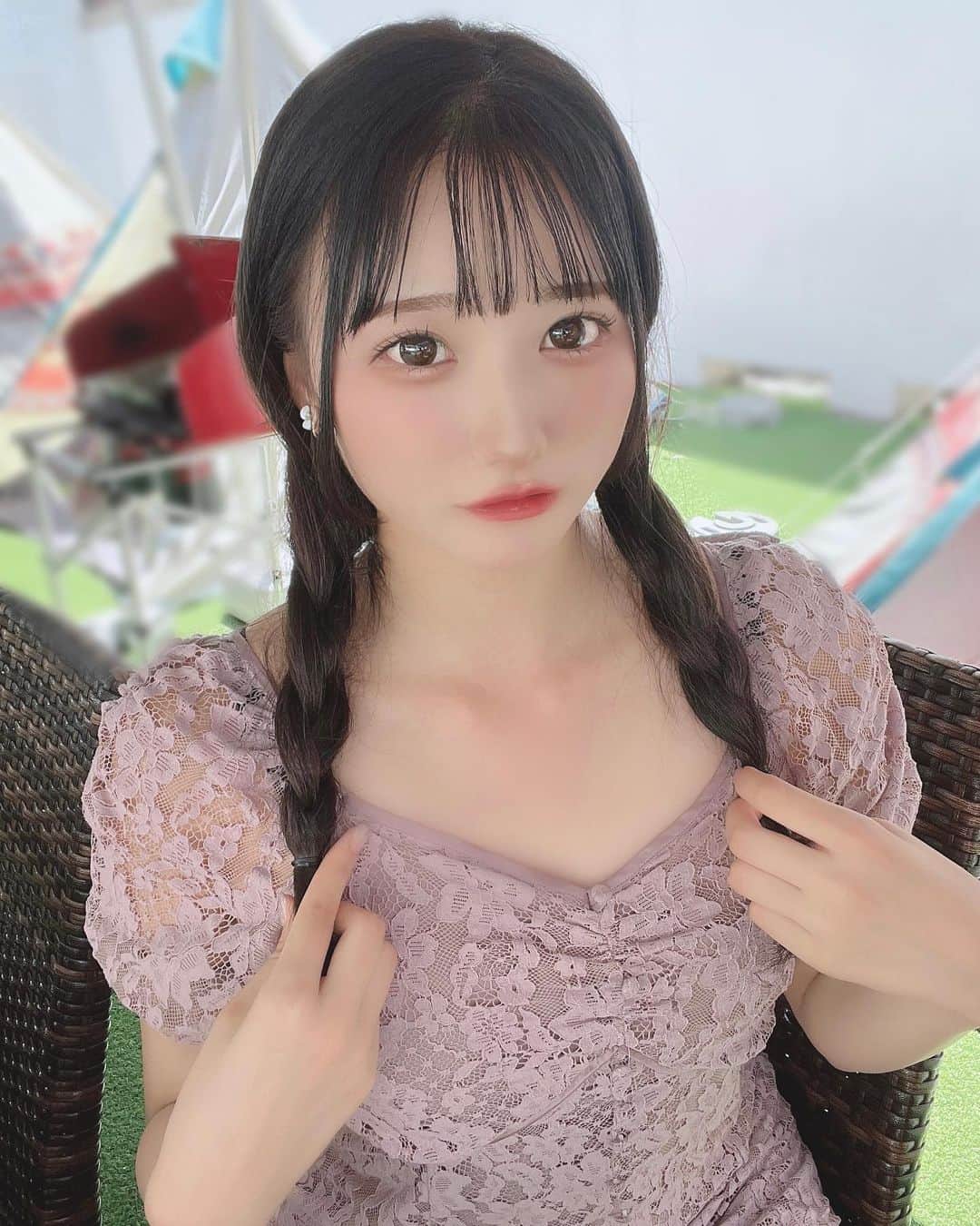 夢実あすかのインスタグラム：「レースのワンピ♡すき？？ ．  ．  ．  #japaneseidol #japanesegirl #idol #instagood #instalike #selca #followforfollowback #selfie #today #ootd #dailylook #instafashion #followme #アイドル前髪 #makeup #今日のコーデ  #アイドル  #アイドルメイク  #アイドルメイク  #いいね返し #自撮り #自撮り女子 #自撮り界隈 #推してください #夏コーデ #黒髪ロング #おさげ #ワンピース #ワンピースコーデ」