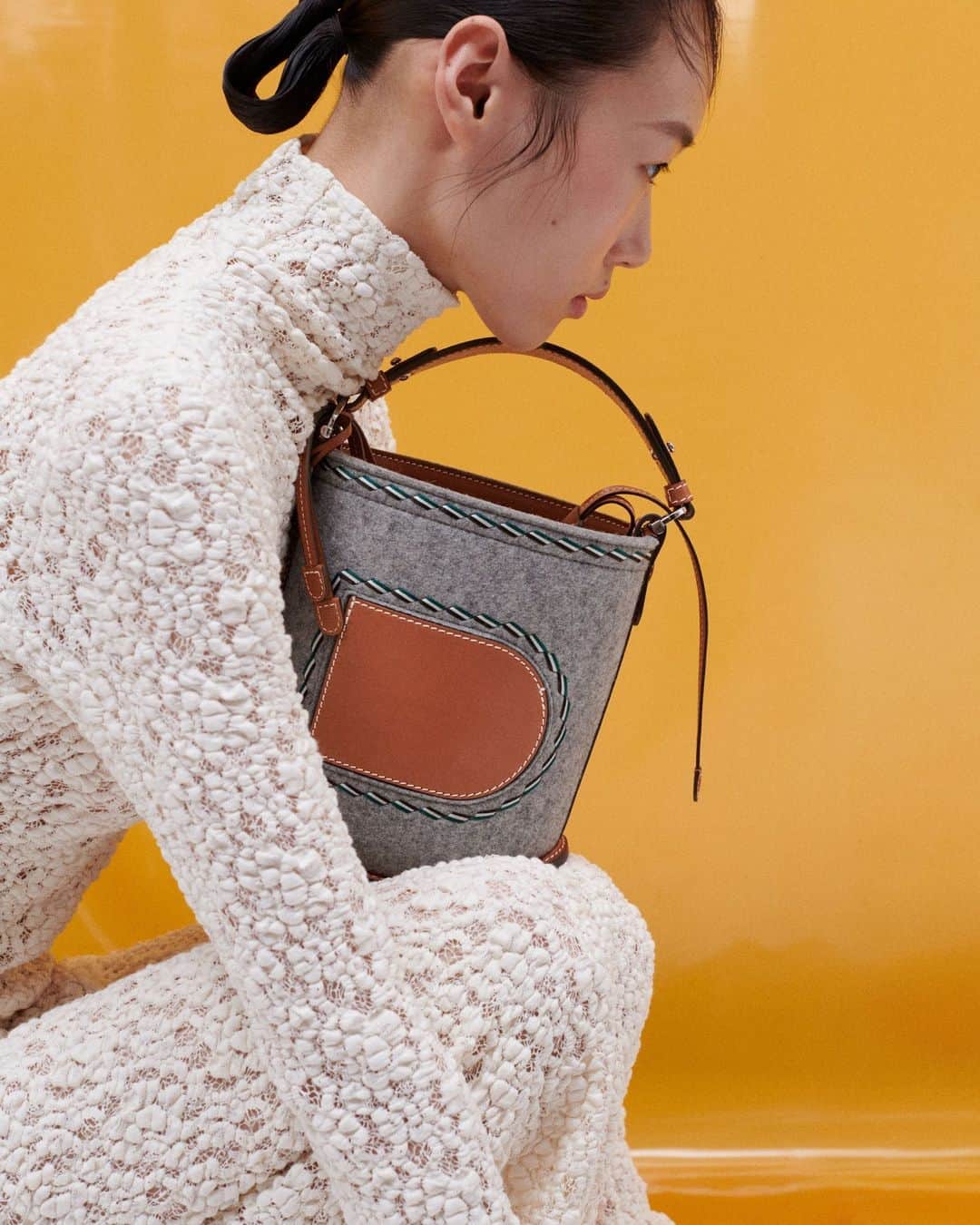 デルボーのインスタグラム：「Introducing The Felt Touch⁣ ⁣ A noble elevation of humble materials, the fall collection achieves a balance of utilitarian refinement. Delvaux showcases the depth of its savoir-faire by reimagining two of its emblematic models, the Brillant GM and the Pin Mini Bucket, in luxurious French wool felt.⁣ ⁣ #Delvaux」