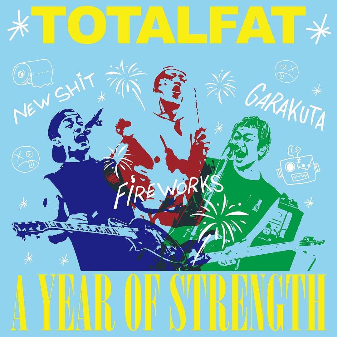 TOTALFATのインスタグラム：「▼リリース情報！！▼  NEW EP "A YEAR OF STRENGTH"  9月16日配信リリース決定！！  NEW EP 「A YEAR OF STRENGTH」  01. New Shit 02. Fireworks 03. Garakuta  ▼各種サブスクリンクはこちら https://linkco.re/EthNHEuQ  チェックよろしくお願いします！！！」