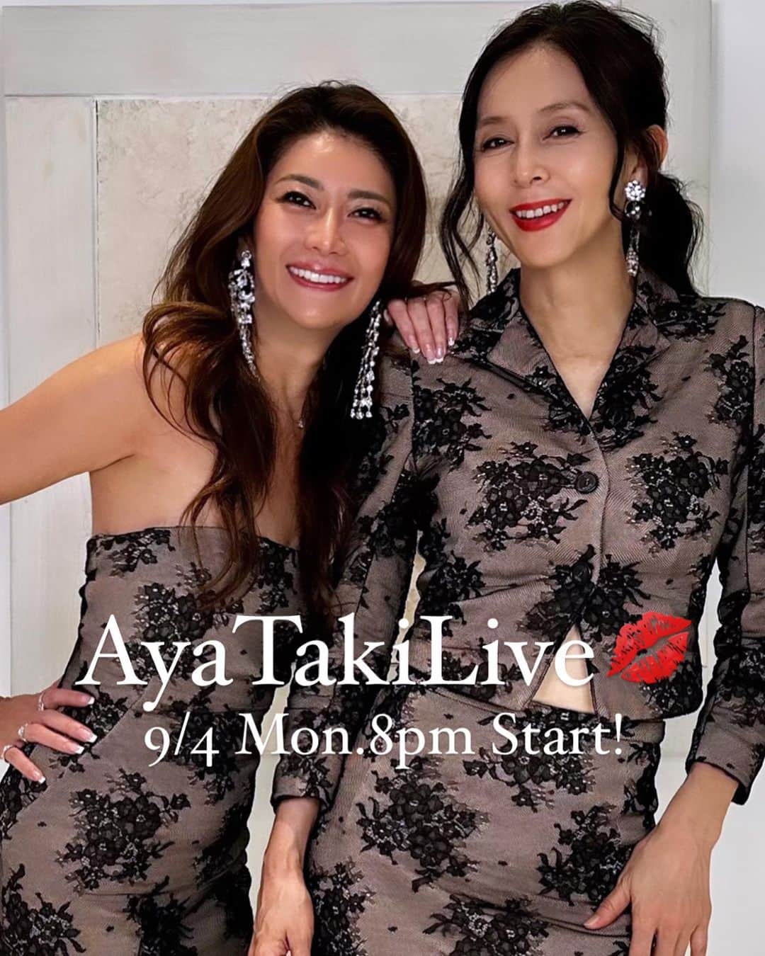 Taki Tanakaのインスタグラム：「AyaTakiLive💋9/4(月)夜8時配信!  みなさまお待たせ致しました。 またまた1ヶ月以上ぶりとなりますが、久しぶりのAyaTakiLiveを配信致します。  お時間許す方はぜひ一緒にグラス片手に楽しいひととき過ごしましょうね。  質問、メッセージ、悩み相談etc... 何でも大歓迎です。こちらのコメントから、もしくはストーリーズの質問欄にてお待ちしてますね。  @sugimoto_aya0719  #杉本彩  #田中タキ #AyaTaki #AyaTakiLive #izastagram」