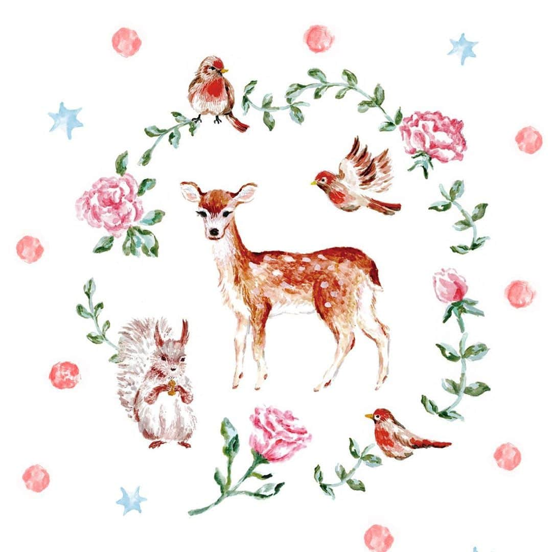 利光春華のインスタグラム：「<持ち歩ける絵> Portable art  週のはじまり月曜日🦌  9月🦌🌹✨  雨のおかげで少し涼しくていつもより落ち着いた朝な気がします☀️  子供たちも夏休み終わりで今日から学校スタート🏫  私も、2024年カレンダーを作るべく、デザインスタート✍️  今週も1週間がんばろ〜✊  #持ち歩ける絵 #イラストレーション #待ち受け画面 #illustration #artwork #art #watercolor #利光春華」