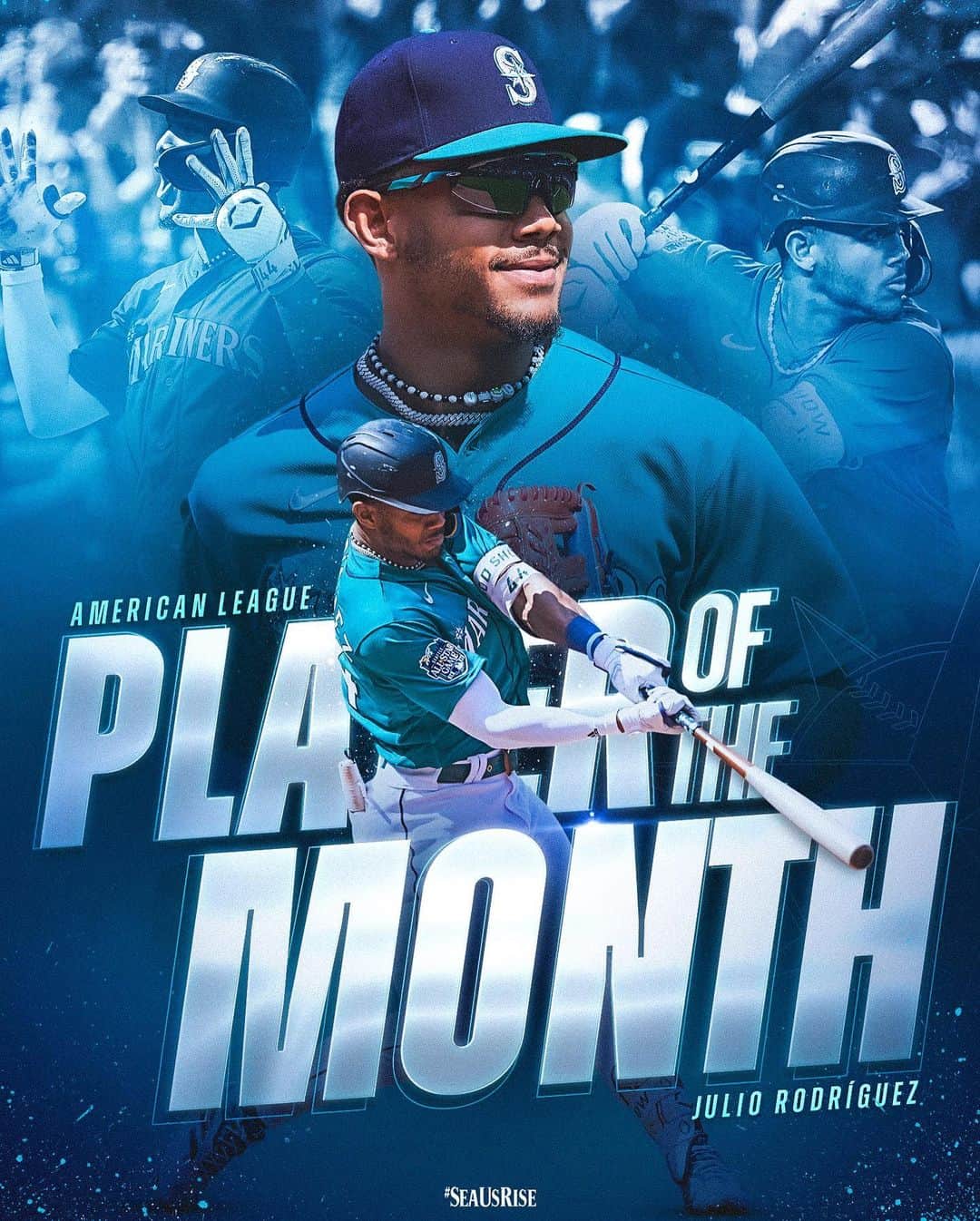 シアトル・マリナーズのインスタグラム：「A historic month for @jrodshow44 🔱  Julio is August’s AL Player of the Month! #SeaUsRise」