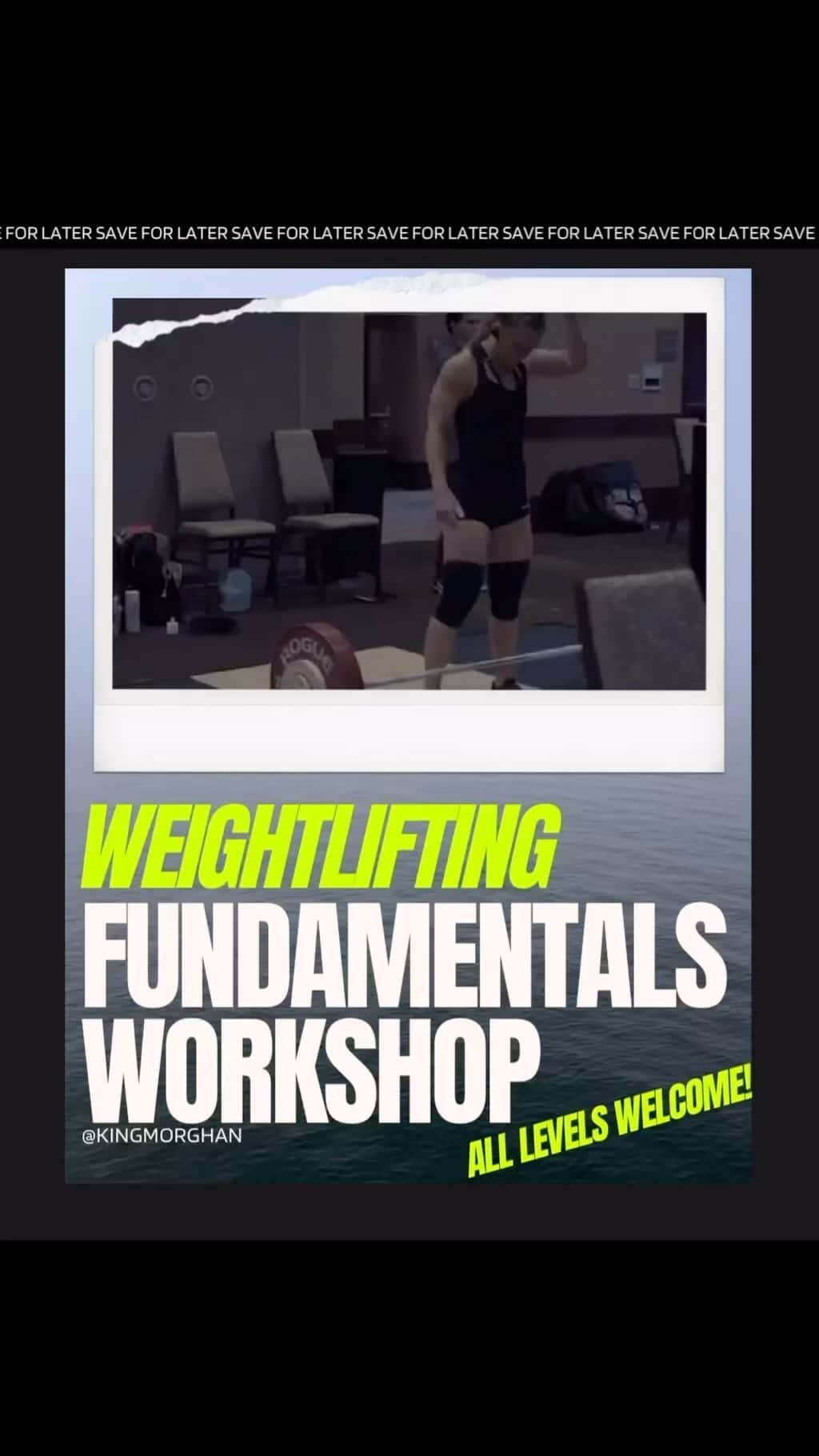 モーガン・キングのインスタグラム：「WEIGHTLIFTING WORKSHOP EVENT!   Join me at @santacruzstrength and learn the fundamentals of Olympic weightlifting.  Instructions of the lifts include snatch, clean and jerk.  Mobility and activation exercises will be taught as well technique in the squat and pull.  All levels are welcome and encouraged if you are wanting to move more functionally or need a tune up in your lifting.  When: SATURDAY, SEPTEMBER 23rd  Time: 10-2PM   #santacruz #olympic #weightlifting #strength #workshop」