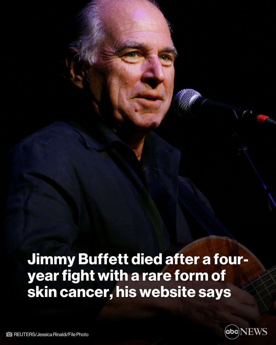 ABC Newsのインスタグラム：「Jimmy Buffett, whose sun-drenched songs celebrated life by the shore, died of a rare, aggressive skin cancer, according to a statement on his website. More at LINK IN BIO.   #news #jimmybuffett #health」