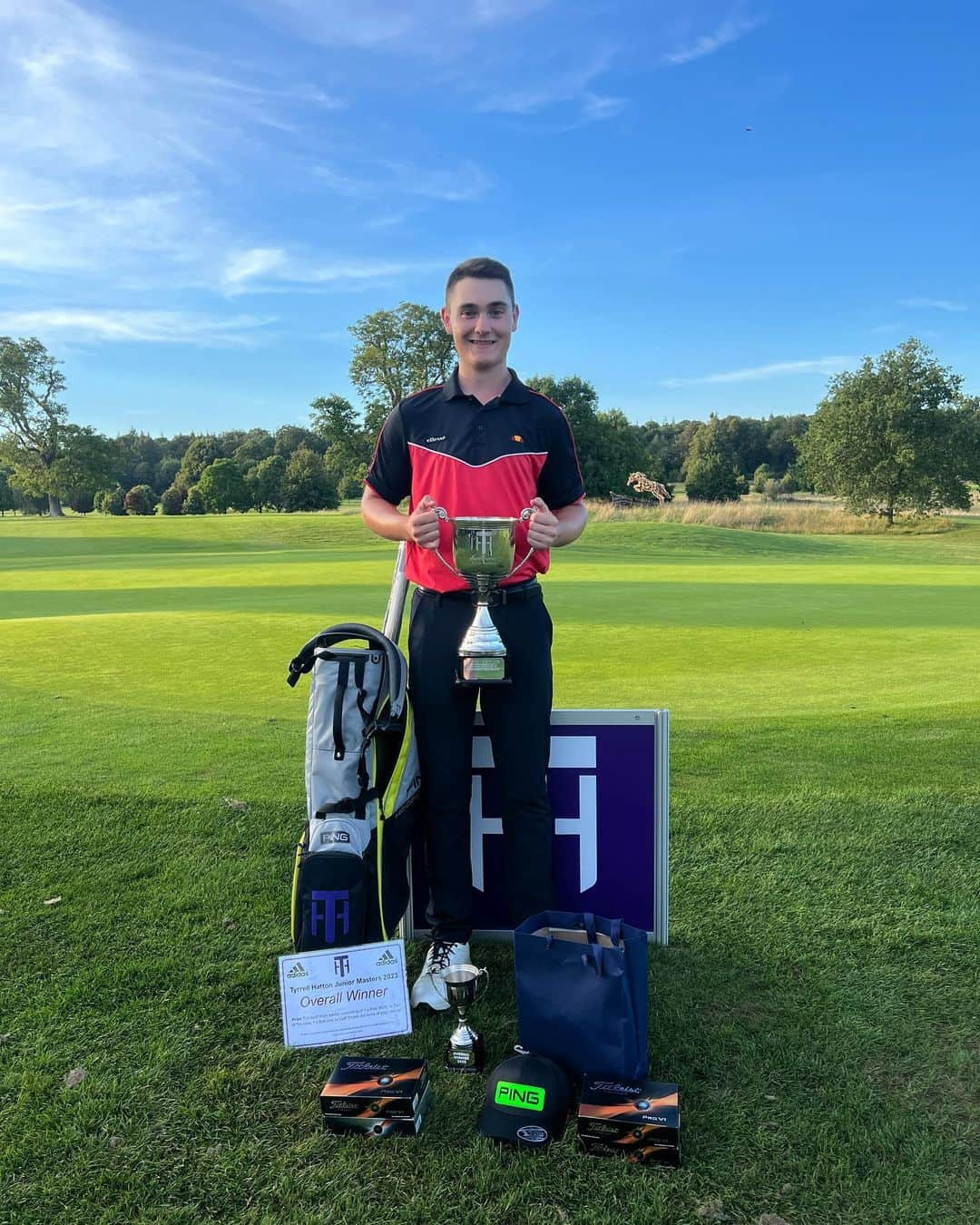 ティレル・ハットンさんのインスタグラム写真 - (ティレル・ハットンInstagram)「Thank you to all the juniors who competed in the Tyrrell Hatton Junior Masters today and congratulations to @joel_warne_golf on the win. A big thanks to @harleyfordgolf for all their hard work & to all my sponsors for the continued support!  @pinggolfeurope @adidasgolf @audemarspiguet @titleistukireland @principal @modestgolfofficial 👏🏼」9月4日 7時17分 - tyrrellhatton