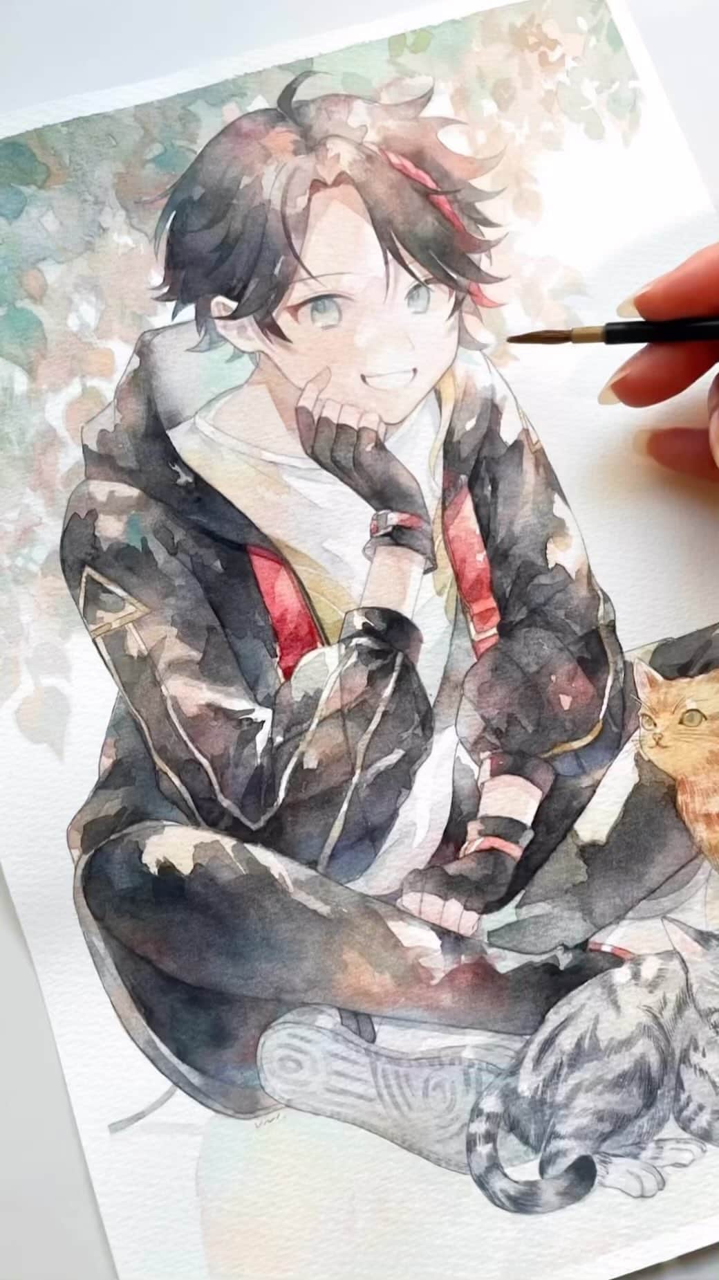 雲丹。のインスタグラム：「にじさんじ所属三枝明那さんのファンアートのメイキング動画です」