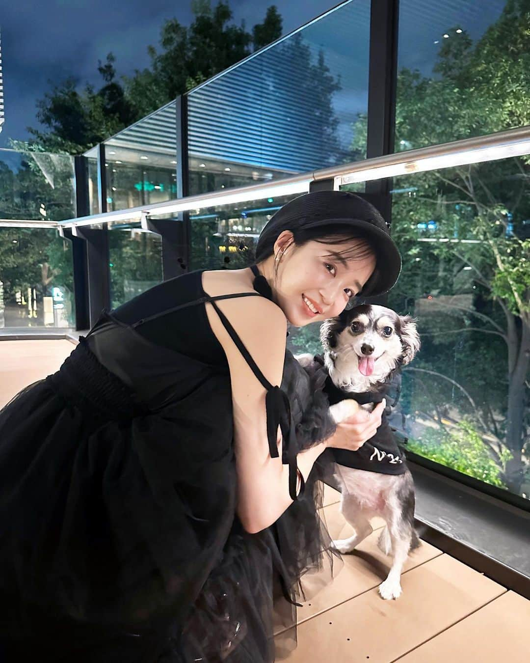 休井美郷さんのインスタグラム写真 - (休井美郷Instagram)「そるとといっしょに、🐶  ブラック×チュール  で、リンクコーデ🎱🐾  @numeroventuno のポップアップが9/5まで 阪急うめだ本店の1Ｆで開催されてるよん♡  背中にふりふりのチュールがついてて可愛すぎて一目惚れしました🥹 わたしもチュールのお洋服でお揃い🖤  #n21xpegion #n21xdog #garageventuno   #4枚目のそるとやばい #何枚撮るんやの顔 #塩対応のそるとです🐶」9月4日 14時53分 - kyuui_misato