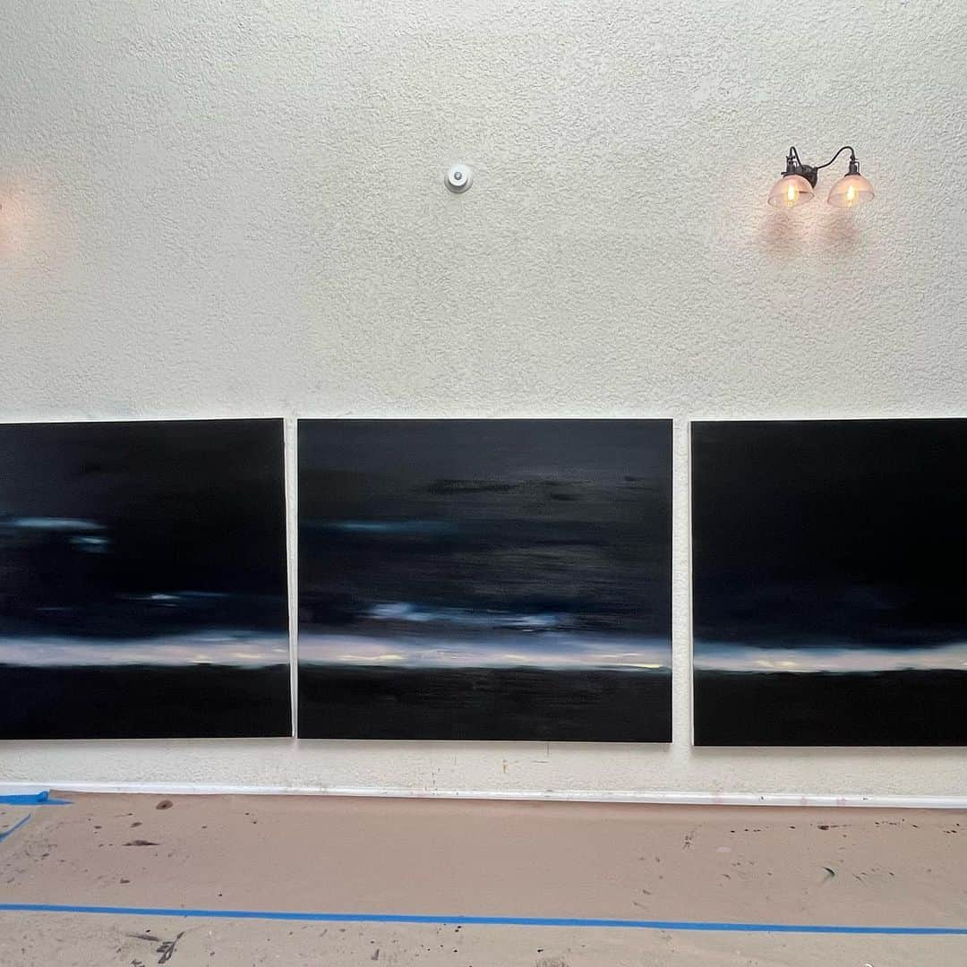 マイケルエンジェルさんのインスタグラム写真 - (マイケルエンジェルInstagram)「Three - oil on canvas  60 x 70 inches each   ‘Night’ 2023  1st layer. “New Wave” 2023 #landscapes」9月4日 15時06分 - michaelangelnyc